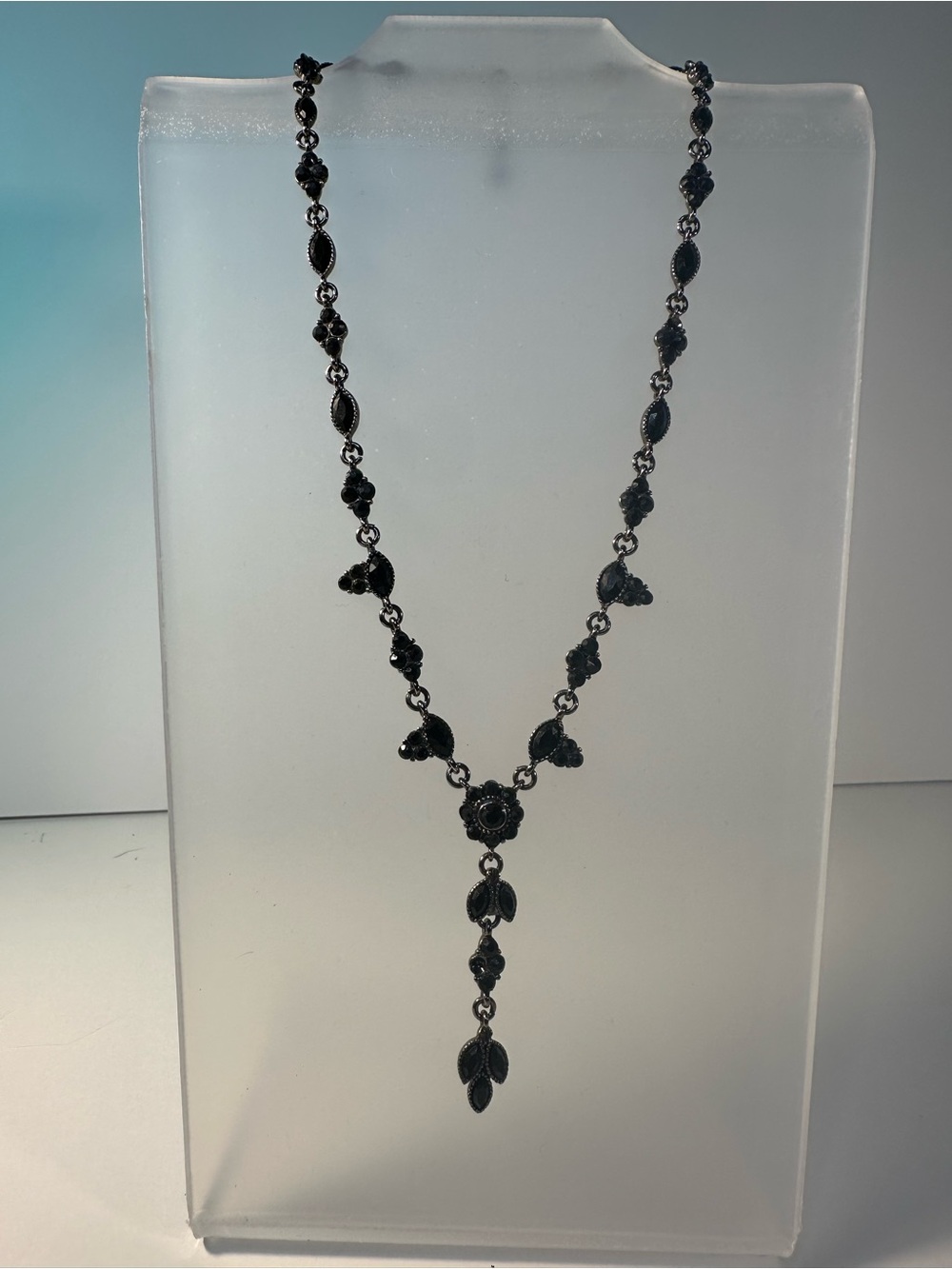 Black Vintage-Inspired Y Necklace